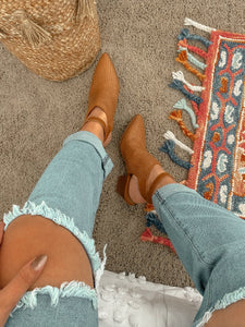 modern cowgirl woven booties