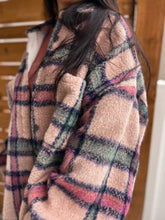 Load image into Gallery viewer, fuzzy oversized plaid coat jacket