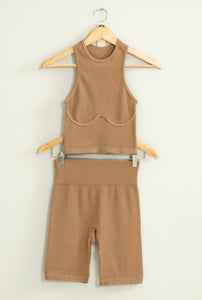 chasing dreams ribbed halter top - MILK CHOCOLATE