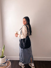 Load image into Gallery viewer, Coffee, yes. You, maybe Large Quilted Bag (BLACK)
