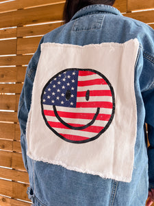 happy USA patched denim jacket