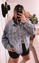 Load image into Gallery viewer, vintage wallpaper oversized denim jacket *ONLY 3X LEFT*