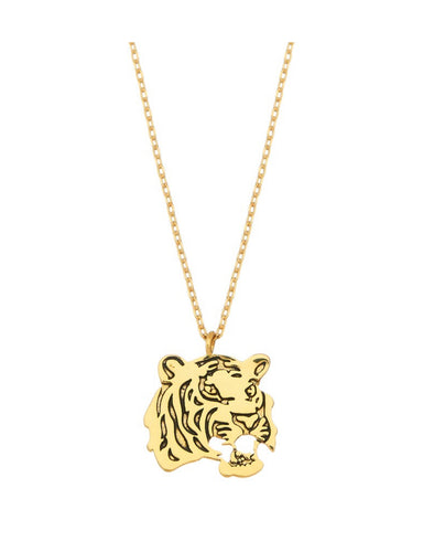 fearless tiger 14k gold dipped necklace